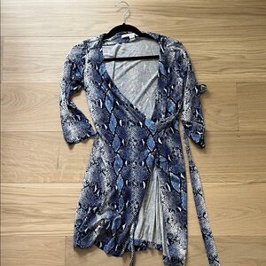 Diane Von Furstenberg Blue and Gray Mini Dress